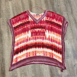 VENUS Red and Orange Knit Fabric poncho
